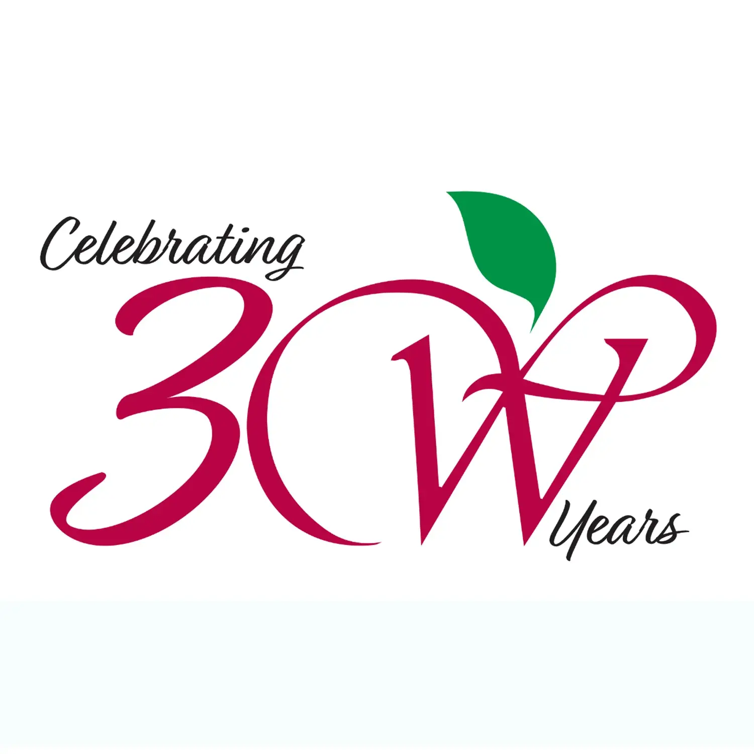 Anniversary logo reading Celebrating 30 Years with the WAEF apple mark