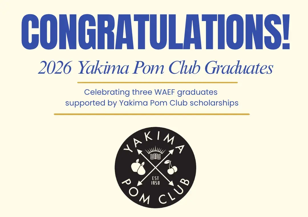 Card reading Congratulations, 2026 Yakima Pom Club Graduates, above the club's circular logo