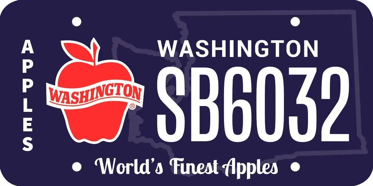 A Washington Apples specialty licence plate reading SB6032